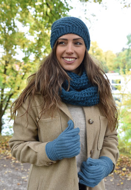 Strickhandschuhe mit Rippenmuster Look