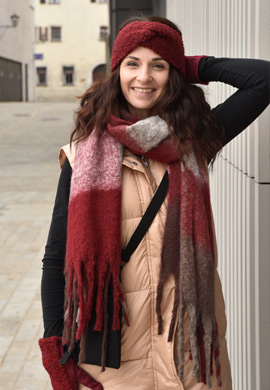 Karo Webschal mit langen Fransen Look