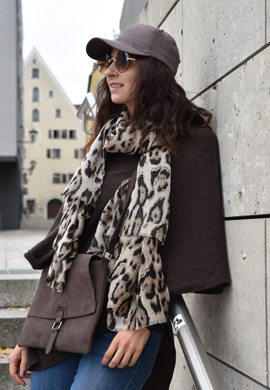 Schal Leoparden Muster Gold Metallic Look