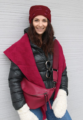 Strick Dreiecktuch Schachbrett Strickmuster Look