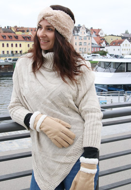 Handschuhe Wildleder Optik mit Teddyfleece Look