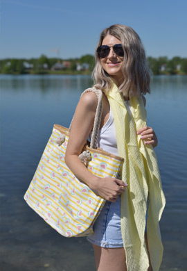 Strandtasche mit Streifen und Melone Print Look