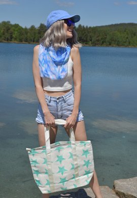 Strandtasche mit Vintage Stern Muster Look
