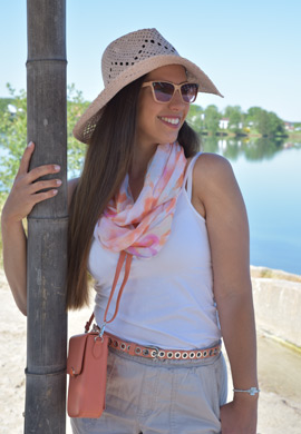Panama Strohhut mit Stoff Zierband Look