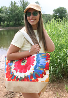 Strandtasche mit Blumen Muster Look