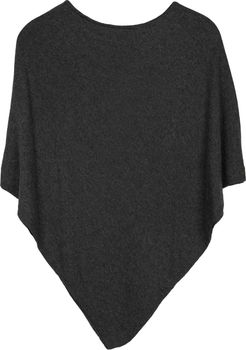 styleBREAKER Damen Feinstrick Poncho in Unifarben, leicht asymmetrischer Schnitt, Ärmellos, Rundhals 08010042