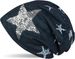 styleBREAKER Beanie Mütze in Veloursleder Optik, Pailletten Stern und All Over Vintage Stern Print, sehr weiches Fleece Innenfutter, Unisex 04024098