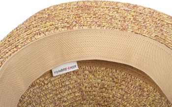 styleBREAKER klassischer Trilby Hut in Melange Optik mit Krempe, Papierhut, Strohhut, Unisex 04025018