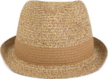 styleBREAKER klassischer Trilby Hut in Melange Optik mit Krempe, Papierhut, Strohhut, Unisex 04025018