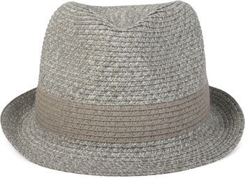 styleBREAKER klassischer Trilby Hut in Melange Optik mit Krempe, Papierhut, Strohhut, Unisex 04025018