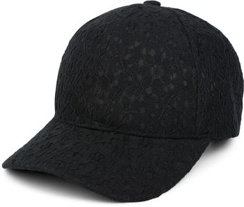 styleBREAKER Damen Baseball Cap mit All Over Spitze, 6-Panel Cap Einfarbig, Basecap Klettverschluss verstellbar 04023052