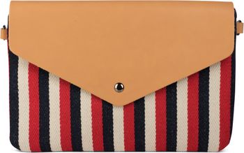styleBREAKER Envelope Clutch im maritimen Streifen Look mit Fischgrät Muster, Umhängetasche, Tasche, Damen 02012153