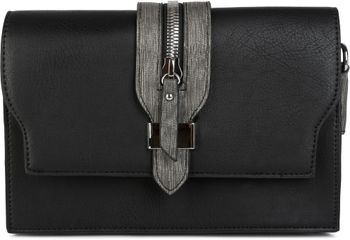 styleBREAKER Clutch Umhängetasche mit abgesetzter Schnalle und Reißverschluss Applikation am Deckel, Handtasche, Tasche, Damen 02012157