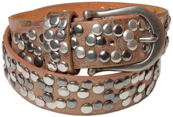 styleBREAKER Damen Nietengürtel mit unterschiedlichen Nieten, Kunstleder Gürtel Einfarbig, Damengürtel kürzbar 03010008