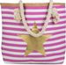 styleBREAKER Strandtasche mit maritimen Streifen Muster, Stern Print und Reißverschluss, Schultertasche, Shopper, Damen 02012169