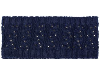 styleBREAKER Damen Stirnband mit Zopfmuster und Strass, weiches Fleece Innenfutter, Haarband, Headband 04026001