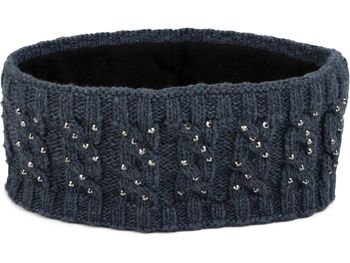 styleBREAKER Damen Stirnband mit Zopfmuster und Strass, weiches Fleece Innenfutter, Haarband, Headband 04026001
