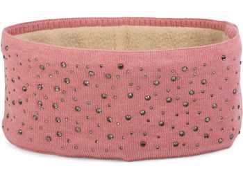 styleBREAKER Stirnband Damen Winter mit Strasssteinen und Fleece Innenfutter | warmes elastisches Feinstrick Haarband gefüttert | Glitzer Headband für kalte Tage