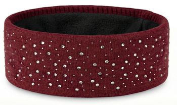 styleBREAKER Stirnband Damen Winter mit Strasssteinen und Fleece Innenfutter | warmes elastisches Feinstrick Haarband gefüttert | Glitzer Headband für kalte Tage