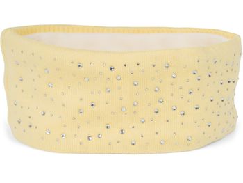 styleBREAKER Stirnband Damen Winter mit Strasssteinen und Fleece Innenfutter | warmes elastisches Feinstrick Haarband gefüttert | Glitzer Headband für kalte Tage