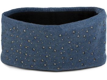 styleBREAKER Stirnband Damen Winter mit Strasssteinen und Fleece Innenfutter | warmes elastisches Feinstrick Haarband gefüttert | Glitzer Headband für kalte Tage