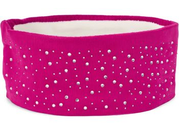 styleBREAKER Stirnband Damen Winter mit Strasssteinen und Fleece Innenfutter | warmes elastisches Feinstrick Haarband gefüttert | Glitzer Headband für kalte Tage
