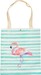 styleBREAKER Stofftasche mit Streifen und Flamingo Aufdruck, Druckknopf Verschluss, Tragetasche, Einkaufstasche 02012192
