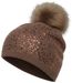 styleBREAKER Feinstrick Bommelmütze mit Pailletten und abnehmbarem Kunstfell Bommel, Fellbommel Mütze, Damen 04024134