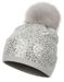 styleBREAKER Feinstrick Bommelmütze mit Pailletten und abnehmbarem Kunstfell Bommel, Fellbommel Mütze, Damen 04024134