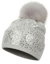 Feinstrick Bommelmütze mit Pailletten