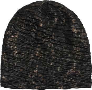 styleBREAKER Beanie Mütze im Antik Metallic Look mit Falten, Slouch Longbeanie, Unisex 04024135