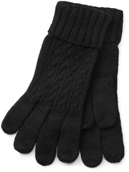 styleBREAKER Damen Handschuhe mit Zopfmuster und doppeltem Bund, warme Strickhandschuhe, Fingerhandschuhe 09010009