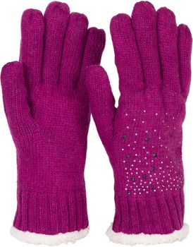 styleBREAKER Damen Handschuhe mit Strass und Fleece, warme Thermo Strickhandschuhe, Fingerhandschuhe, Winter 09010010