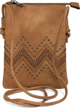 styleBREAKER Mini Bag Umhängetasche mit Zick-Zack Cutout und Nieten, Schultertasche, Handtasche, Tasche, Damen 02012211