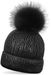styleBREAKER warme Metallic Strick Bommelmütze mit abnehmbarem Kunstfell Bommel, Winter Fellbommel Mütze, Damen 04024138
