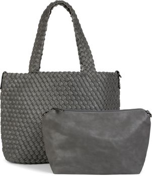 styleBREAKER XXL Wendetasche in Flecht-Optik, Shopper Tasche, 2 Taschen, Handtaschen Set, Bag in Bag, Schultertasche, Damen 02012163