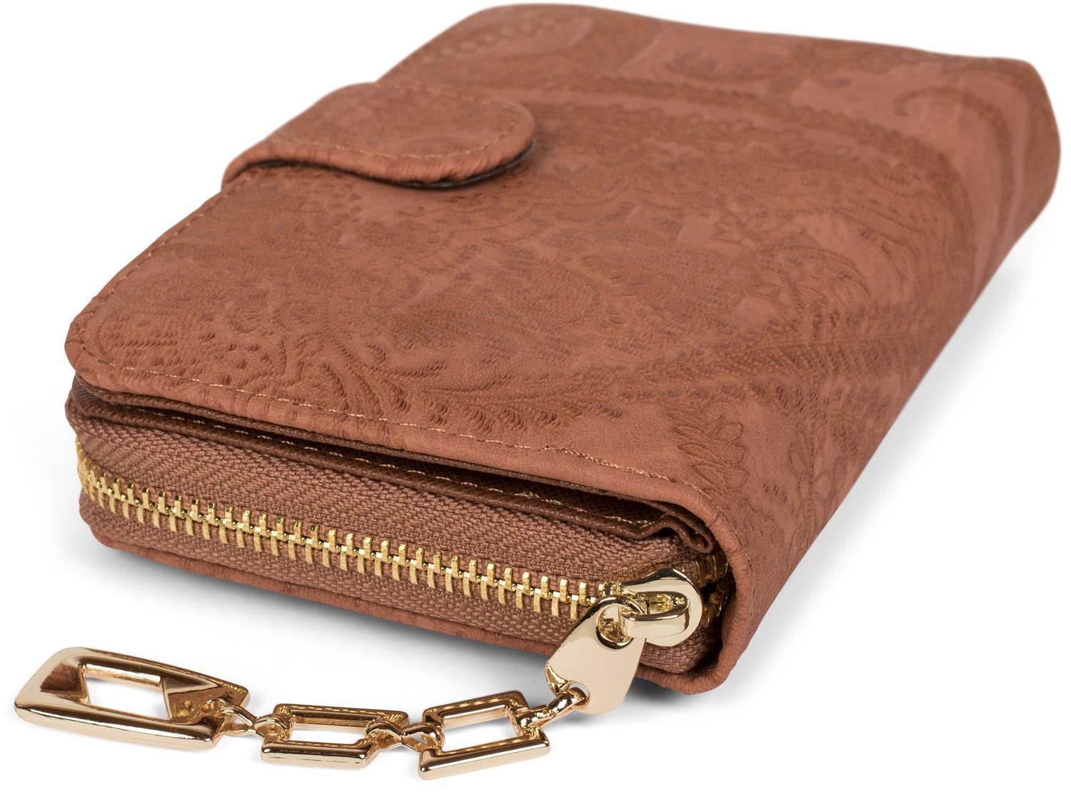 Geldbörse mit Paisley Blumen Blüten Prägung, Reißverschluss ...