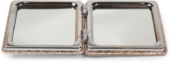 styleBREAKER eckiger Taschenspiegel mit Strass Anker und Kette, 1X / 3X Vergrößerung, Kompaktspiegel, klappbar, 2 Seiten 05070005