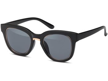 styleBREAKER Nerd Sonnenbrille mit breitem Kunststoff Rahmen und Metall umrandeten Oval Flachgläsern, Kunststoff Bügel, Damen 09020082