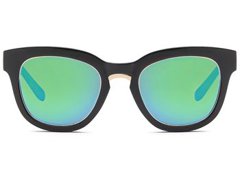 styleBREAKER Nerd Sonnenbrille mit breitem Kunststoff Rahmen und Metall umrandeten Oval Flachgläsern, Kunststoff Bügel, Damen 09020082