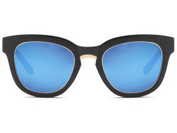 styleBREAKER Nerd Sonnenbrille mit breitem Kunststoff Rahmen und Metall umrandeten Oval Flachgläsern, Kunststoff Bügel, Damen 09020082