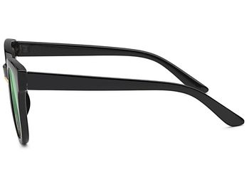 styleBREAKER Nerd Sonnenbrille mit breitem Kunststoff Rahmen und Metall umrandeten Oval Flachgläsern, Kunststoff Bügel, Damen 09020082