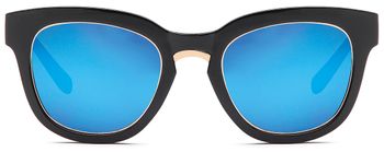 styleBREAKER Nerd Sonnenbrille mit breitem Kunststoff Rahmen und Metall umrandeten Oval Flachgläsern, Kunststoff Bügel, Damen 09020082