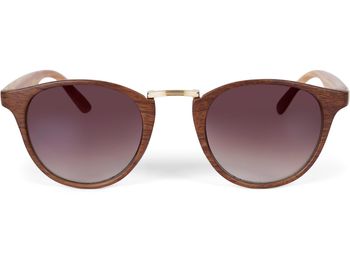 styleBREAKER Unisex Sonnenbrille Panto Holzoptik | Runde Retro Brille mit Metallsteg & UV400 | Modisches Wood Look Design (Kunststoff) inkl. Etui & Tuch