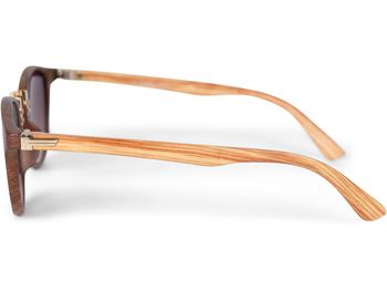 styleBREAKER Unisex Sonnenbrille Panto Holzoptik | Runde Retro Brille mit Metallsteg & UV400 | Modisches Wood Look Design (Kunststoff) inkl. Etui & Tuch