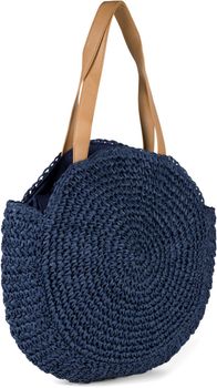 styleBREAKER runde Korbflecht Schultertasche, Strandtasche mit langen Henkeln, Flechttasche, Tasche geflochten, Shopper, Damen 02012232