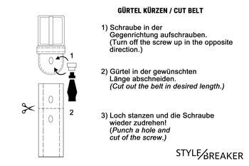 styleBREAKER schmaler unifarbener Gürtel mit Metallic Streifen, Vintage, kürzbar, Damen 03010089