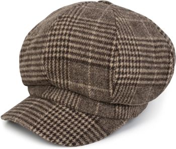 styleBREAKER Damen Bakerboy Schirmmütze mit Glencheck Karo Muster, Ballonmütze, Newsboy Cap, Schiebermütze 04023060