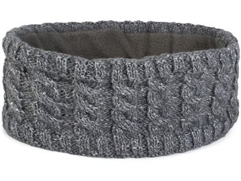styleBREAKER Damen Strick Stirnband mit Zopfmuster und Pailletten, Fleece Futter, Haarband, Thermo Winter Headband 04026028