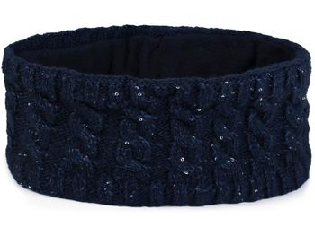 styleBREAKER Damen Strick Stirnband mit Zopfmuster und Pailletten, Fleece Futter, Haarband, Thermo Winter Headband 04026028